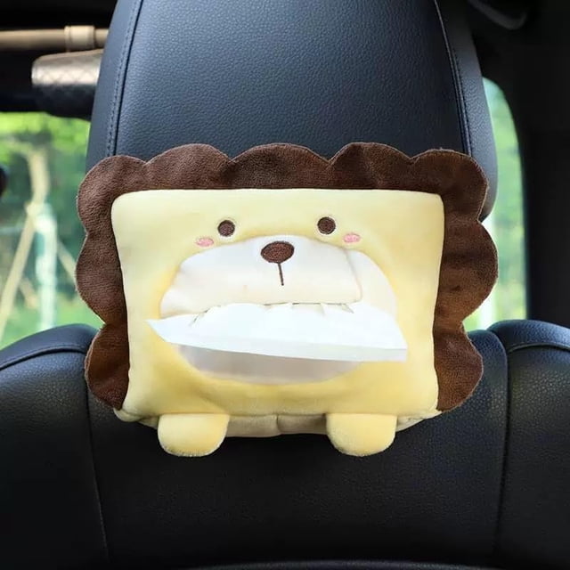 Cute Lion Car Tissue Box, Cartoon Animal Auto Tissue Holder for Car Seat Decoration & Organizer