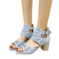 thumbnail image 6 of Wavsuf Sandals for Women Casual Summer Wide Hollow Out Blue Sandals Shoes Size 6.5, 6 of 6
