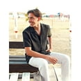 thumbnail image 3 of Coshow Men's Short Sleeeve Shirts Casual Button Down Linen Textured Shirt Summer Beach Shirts, 3 of 6