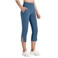 thumbnail image 2 of Bovxnpu Girls Capris Leggings Summer Casual Athletic Pants Casual Girls Capris Athletic with Pockets Elastic Solid Pants, 2 of 9