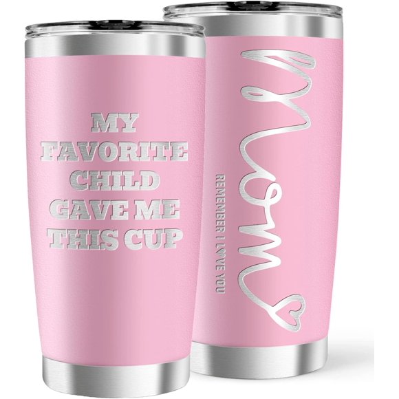Tumbler pour Maman, Cadeaux de Fête des Mères pour Femmes de la Part de Fille Fils, Meilleure Maman de Tous les Temps Idées de Cadeaux d'Anniversaire de Noël, Mon Enfant Préféré Me Offrez Cette Tasse, Tasse de Voyage Isolée en Acier Inoxydable 20oz
