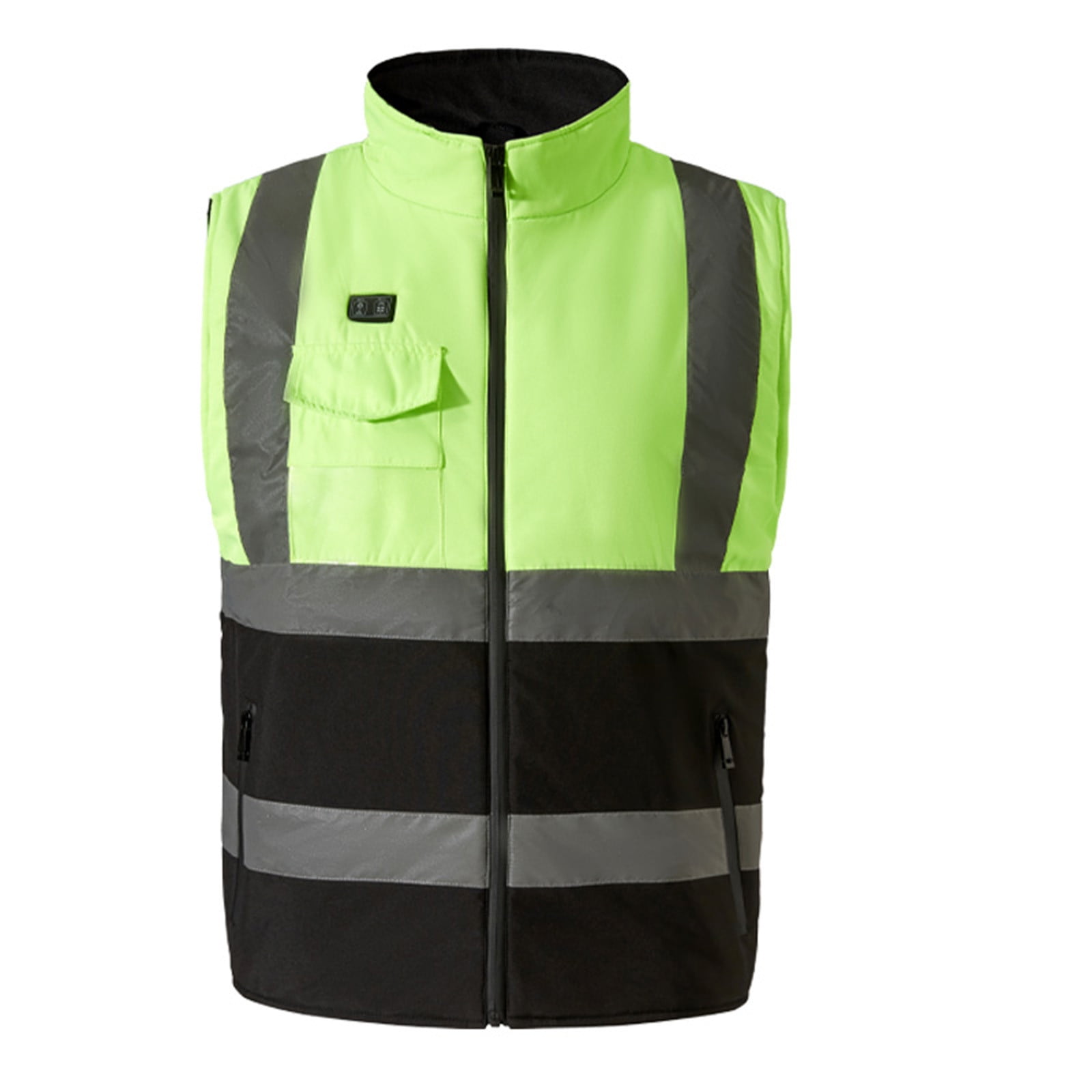 Txeol Heated Hi Vis Work Jackets for Men Zip Up Sleeveless Outdoor Warm Vest Color Block Winter Heated Coats with Pockets,Green,XXXXL