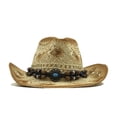 thumbnail image 1 of Qarigey Sombrero de vaquero occidental clásico con ala ancha para protección solar Sombreros estilo occidental de moda Sombreros camello, 1 of 6