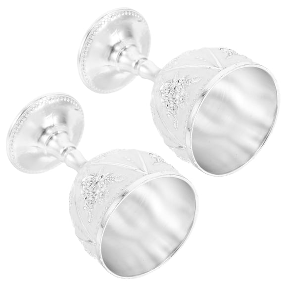 FENGGUIQU 2Pcs Vintage Plated Silver Wine Cups for Elegant Party Drinking and Display