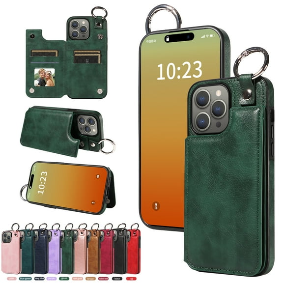 TECH CIRCLE For iPhone 15 Plus Wallet Case with Card Holder, PU Leather Kickstand Finger Grip Ring Shockproof Women Men Magnetic Protective Wallet Cover for Apple iPhone 15 Plus 6.7" 2023,Green