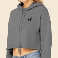 thumbnail image 5 of Dalix Black Cat Embroidered Fleece Cropped Hoodie Cold Fall Winter Women in Deep Heather L Large, 5 of 5