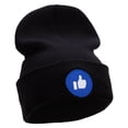 thumbnail image 4 of Give Thumbs Up Embroidered 12 Inch Long Knitted Beanie - Black OSFM, 4 of 5