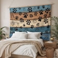 thumbnail image 3 of Navy Blue Brown Large Tapestry for Bedroom Wall Hanging Tapestry, Rustic Farmhouse Dog Paw Vintage Ceiling Backdrop Tapestries Poster Blanket Wall Decor for Teens Room Living Room Dorm 85" x 90", 3 of 8