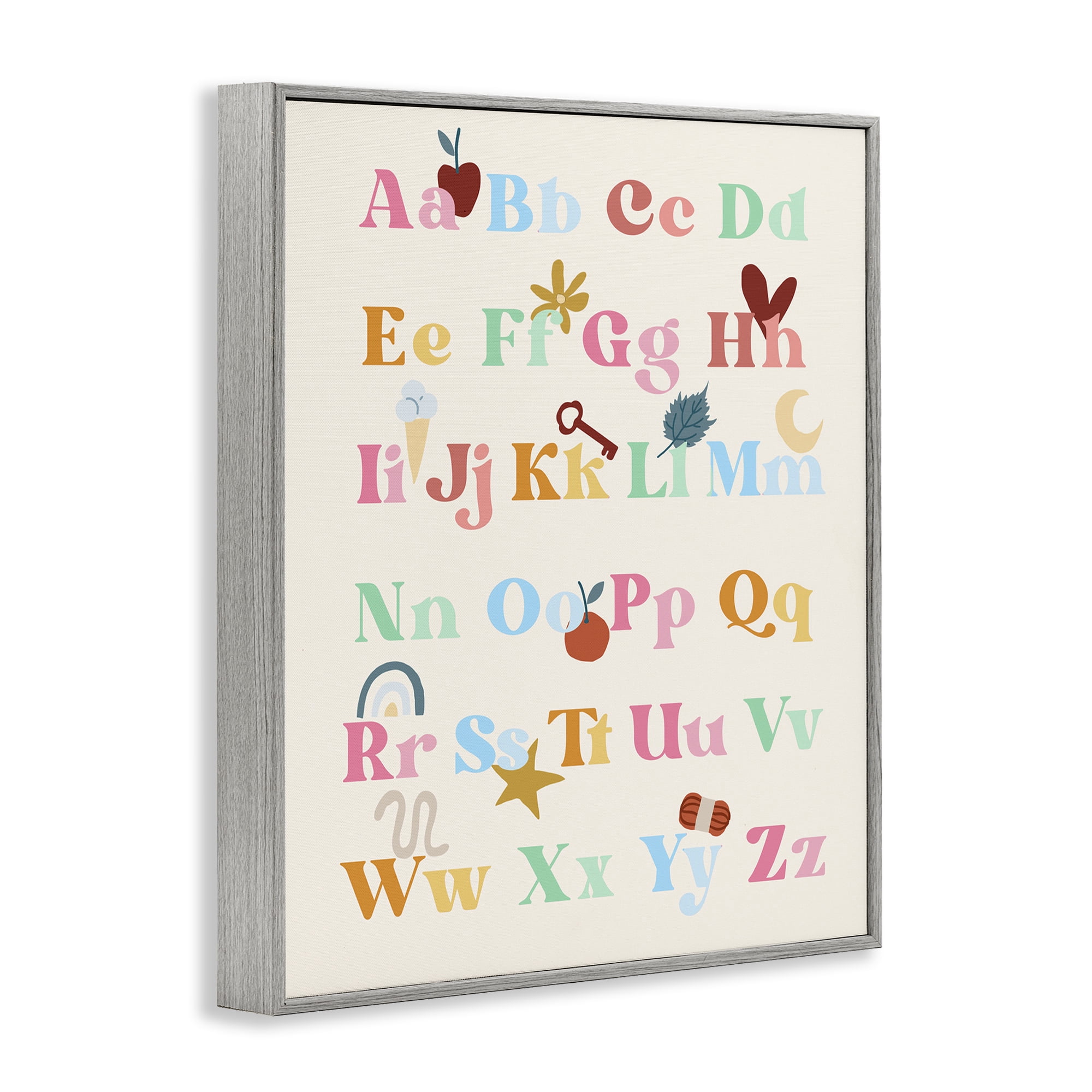 Stupell Industries Fun Alphabet Chart Novelty Painting Gray Framed Art Print Wall Art, 16 x 20