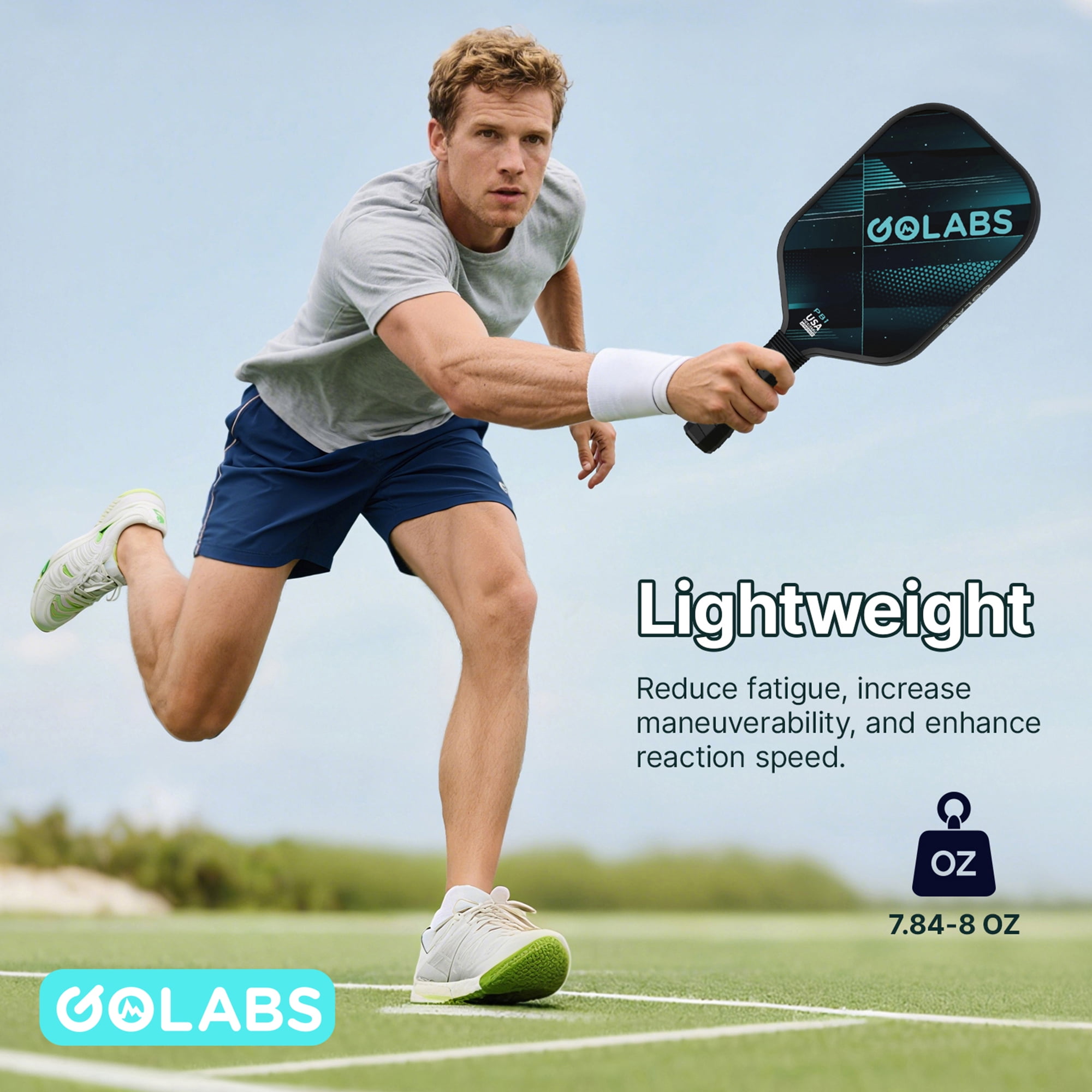 Golabs PB1 Pickleball Paddles Set, Durable Fiberglass Surface Paddles with 4 Balls for All Levels Adult & Beginner, Darkblue