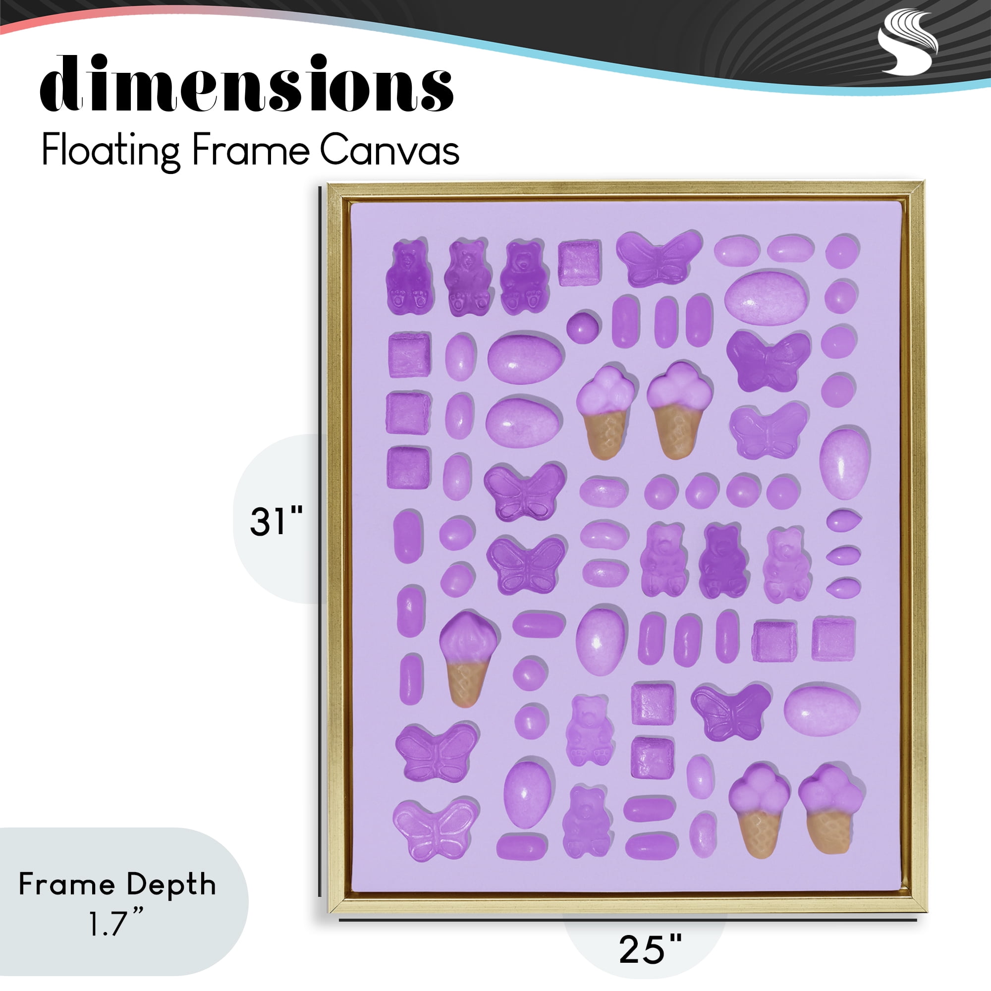 Stupell Industries Lilac Purple Toned Candies Gold Framed Floater Canvas Wall Art, design by LISH Creative