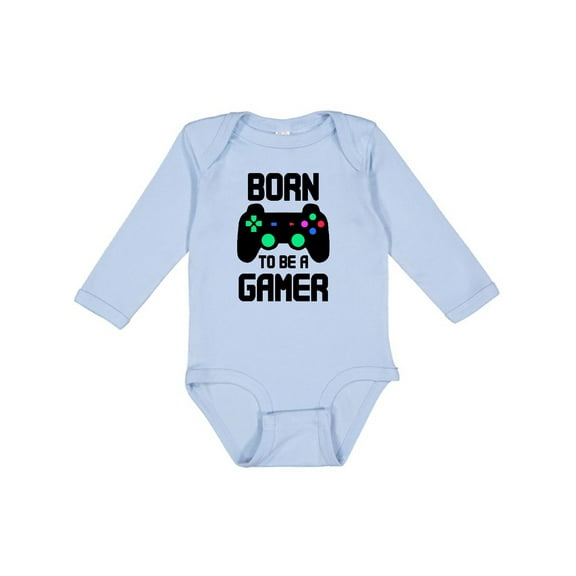 Inktastic Born to Be a Gamer with Controller Boys or Girls Long Sleeve Baby Bodysuit