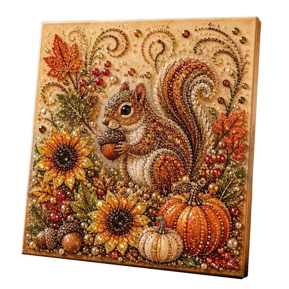 DIY Autumn Pearl Art Kit Fall Harvest Diamond 3D Beads Painting for Adults Beginners, Seasonal Home Wall Decor, Thanksgiving Craft Gift