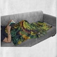 thumbnail image 6 of Country Soft Flannel Fleece Throw Blanket, Fairy Image of a Japanese Garden with an Old Bridge the Lake Nature Print, Cozy Plush for Indoor and Outdoor Use, 60" x 80", Green Orange, by Ambesonne, 6 of 6