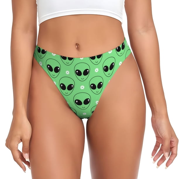 Fotbe alien cartoons Tanga Sin Costuras para Mujer con Estampado – Panties Invisibles, Transpirables y Cómodos para Uso Diario-X-Large