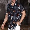 thumbnail image 2 of Halloween Shirts for Men Casual 3D Full Printed Lightweight Short Sleeve Button Down Lapel Tops Hawaii Loose Fall Comfy Mens Shirts Black XXL, 2 of 10