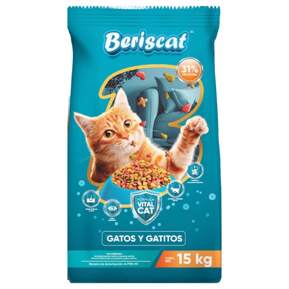 Alimento Para Gato Beriscat Gatos y Gatitos Bulto de 15 Kg