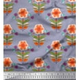 thumbnail image 1 of Soimoi Gray Silk Fabric Leaves & Flower Floral Print Fabric by the Yard 42 Inch Wide, 1 of 3