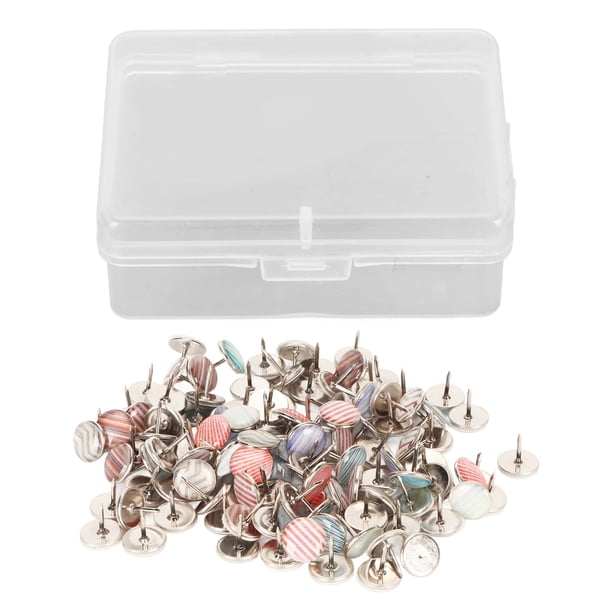 Chinchetas coloridas Chinchetas estándar Chinchetas para tablones de anuncios Chinchetas de metal 120 piezas Chinchetas coloridas Caja de metal chapada en colores ricos ANGGREK Otros