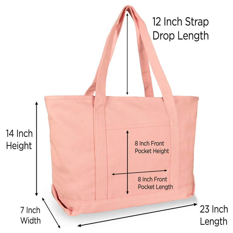 Dalix Womens 23 Deluxe 24 oz. Cotton Canvas Tote Bag Zippered