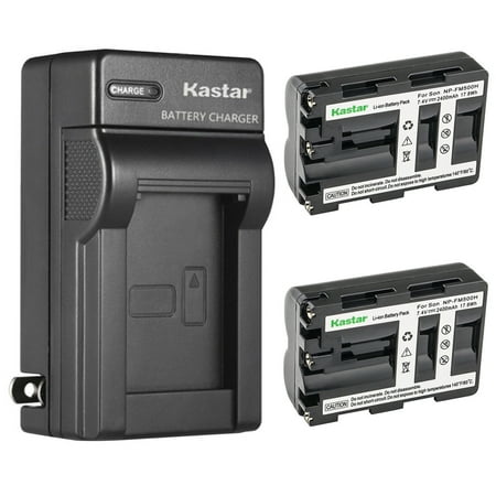 Kastar 2-Pack NP-FM500HN Battery and AC Wall Charger Replacement for Sony α200 α300 α350 α450 α500 α550 α560 α580 α200 Alpha A200 DSLR-A200 DSLR-A200K Camera
