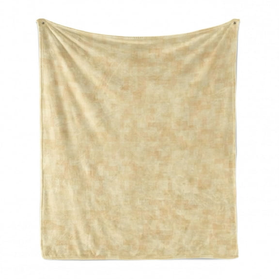 Ivory Soft Flannel Fleece Throw Blanket, Blurry Modern Themed Hazy Background with Simplistic Influences Abstract Image, Cozy Plush for Indoor and Outdoor Use, 50" x 60", Cream, by Ambesonne