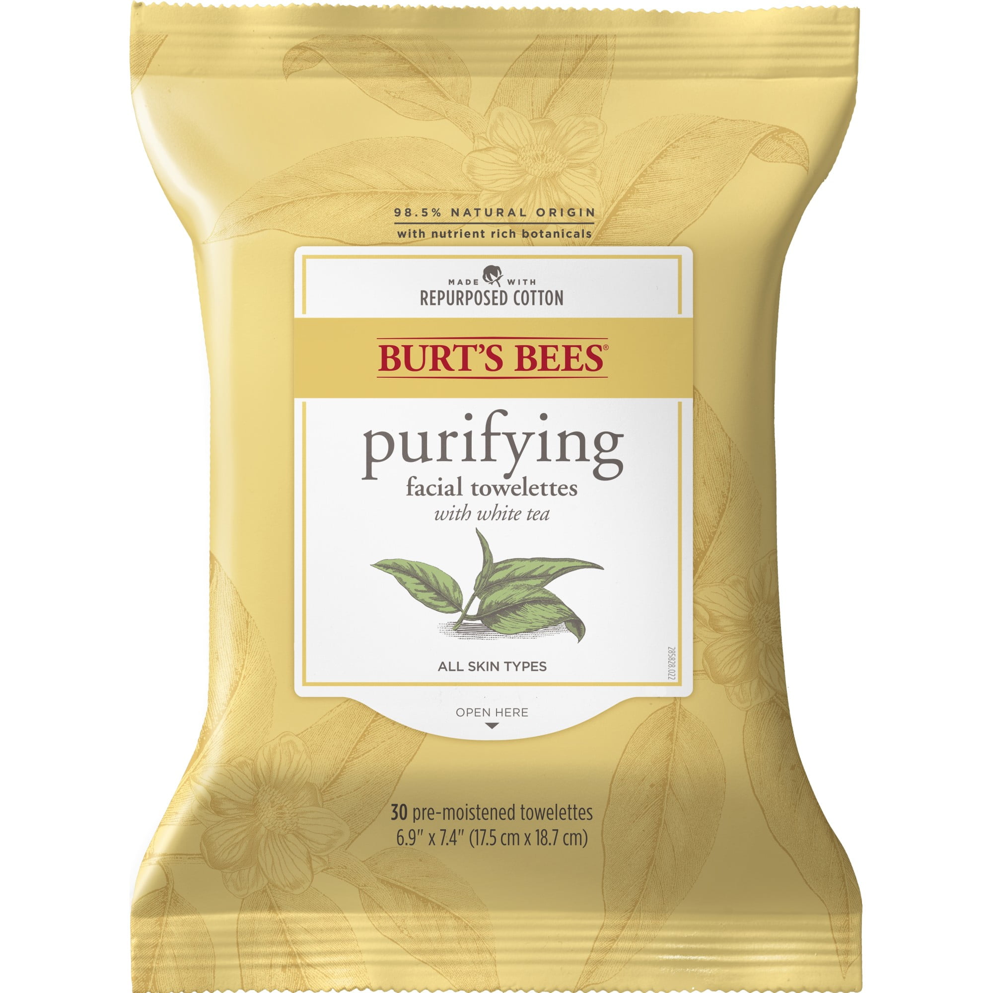 Burts Bees Purifying Facial Wipes, White Tea, 30 ct