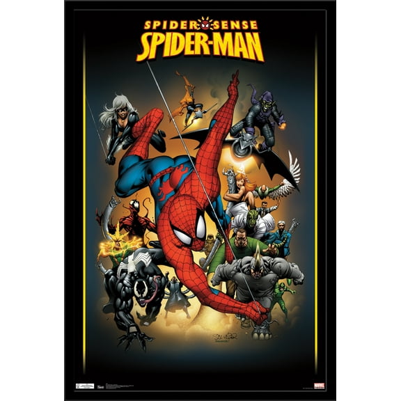 24X36 Marvel Comics - Spider-Man - Adversaries Wall Poster, 24" x 36", Framed