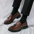 thumbnail image 3 of Mens Slip on Penny Loafers 2025 Fashion Casual Leather Oxfords Formal Dress Shoes Tassel Business Work Shoes, 3 of 7