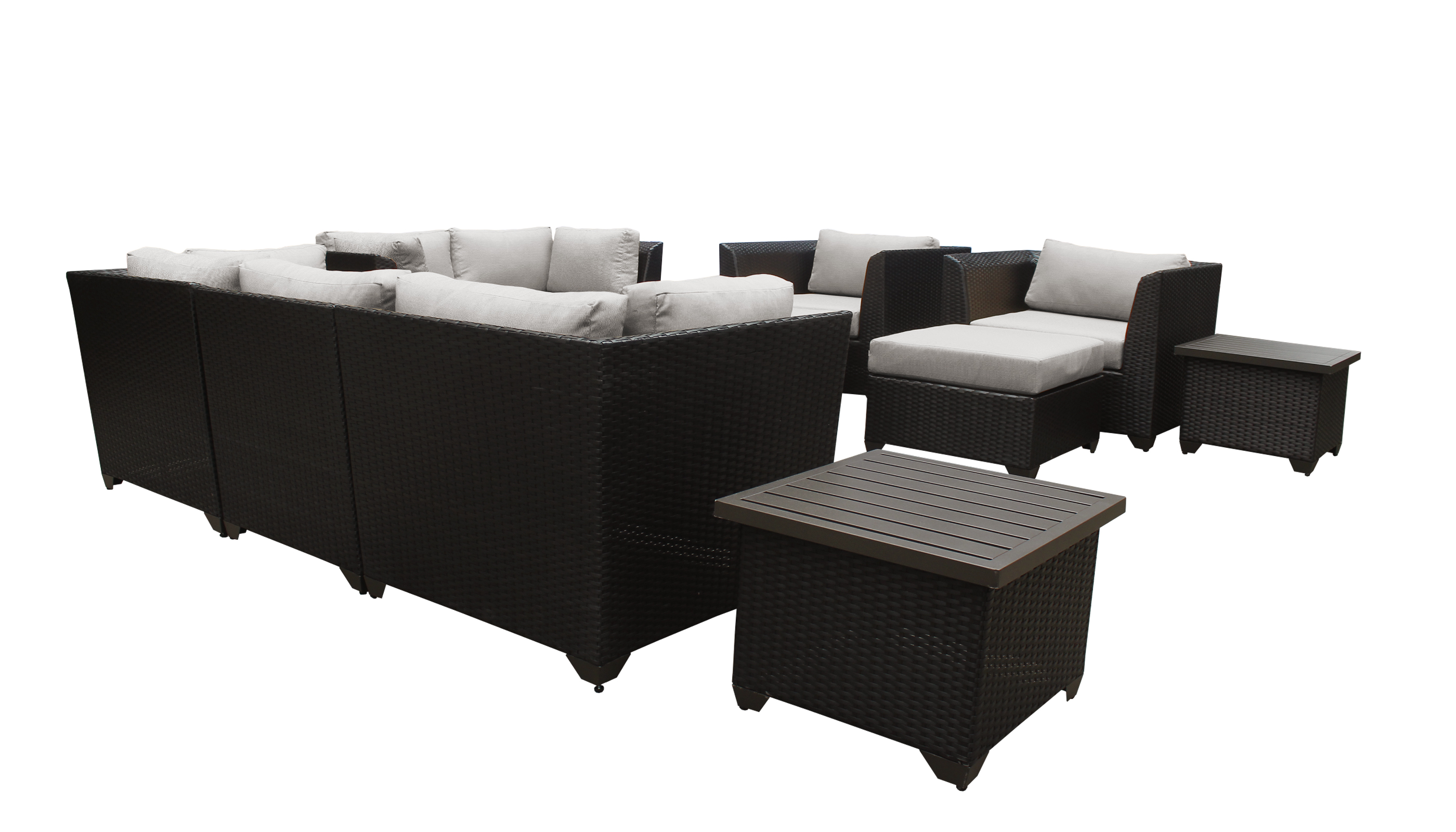 TK Classics Barbados 12 Piece Wicker Outdoor Sectional Seating Group with Storage Coffee Table and End Tables, Ash - image 2 of 11