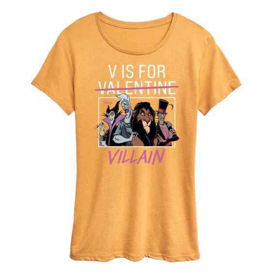 Disney Villains - Valentine's Day - V is for Villain - Women's Short Sleeve Graphic T-Shirt