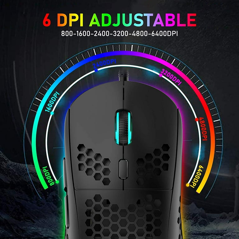 Walmart Wired Gaming Mouse, USB, 6 RGB Backlit, 7