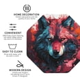 thumbnail image 3 of Lsque Red Flame Wolf Head Pattern 4" Drink Coasters Set of 4, PVC Leather Absorbent Coasters, Table Coaster Set Decorative Coffee Cup Coasters Housewarming Gift -Octagon, 3 of 6