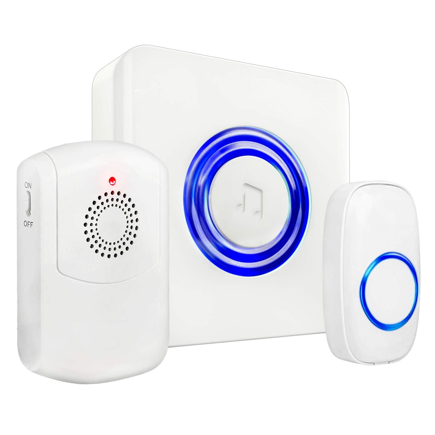 SadoTech Caregiver Monitoring Pager - Wireless Caregiver Pager & Classroom Doorbell, 4 Volumes & 52 Alert Chimes, White