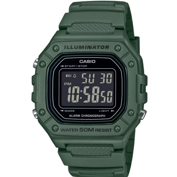 Casio Men's Classic Digital Quartz Dark Green Watch - W-218H-3BVCF