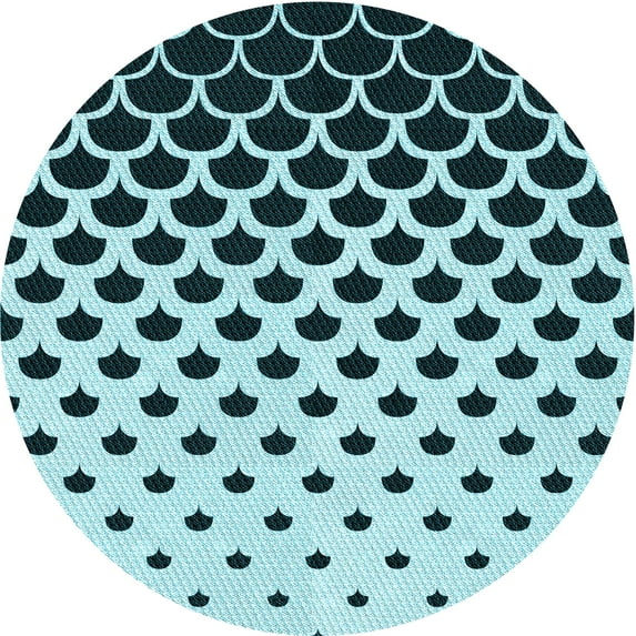 Ahgly Company Indoor Round Patterned Medium Teal Green Area Rugs, 5' Round