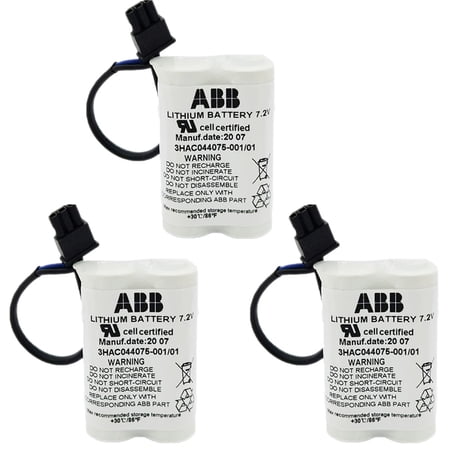 3Pcs 3HAC044075-001/01 7.2V SMB PLC Battery for Robot CPU ABBTA521 ABB3HAC16831-1