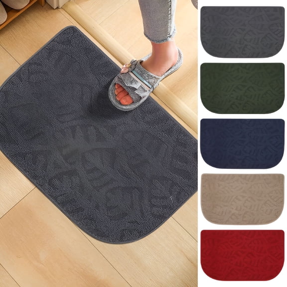 DERONA Door Mat Indoor Entrance Rugs 28"x17" Non Slip Absorbent Floor Mats for Entryway Machine Washable Low-Profile (Red)