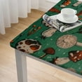 thumbnail image 4 of HAOXIT  Mushroom Square Tablecloth, Autumn Themed Pattern of Repetitive Forest Concept Elements on Green, Circle Table Cloth Cover for Dining Room Kitchen Decoration 48''x48'', 4 of 7