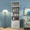 thumbnail image 2 of Topbuy 74" Tall 4-tier Wooden Bookcase with 2 Slide-out Drawers, White, 2 of 10