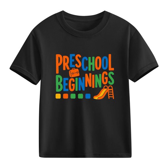 Juslio Boys Letter Pattern Shirts Comfortable Breathable Crew Neck, Casual Short Sleeved Tops T Shirts Sizes 2-18
