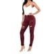 thumbnail image 4 of Pantalones vaqueros rasgados elásticos y ajustados de cintura alta para mujer, pantalones vaqueros clásicos destruidos para levantamiento de glúteos, pantalones vaqueros desgastados (2XL, Claret F), 4 of 5