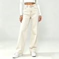 thumbnail image 2 of ZHYou Wide Leg Jeans for Women Classic Button Fly High Waist Loose Baggy Fit Denim Pants with Pockets,Khaki,Size S, 2 of 5