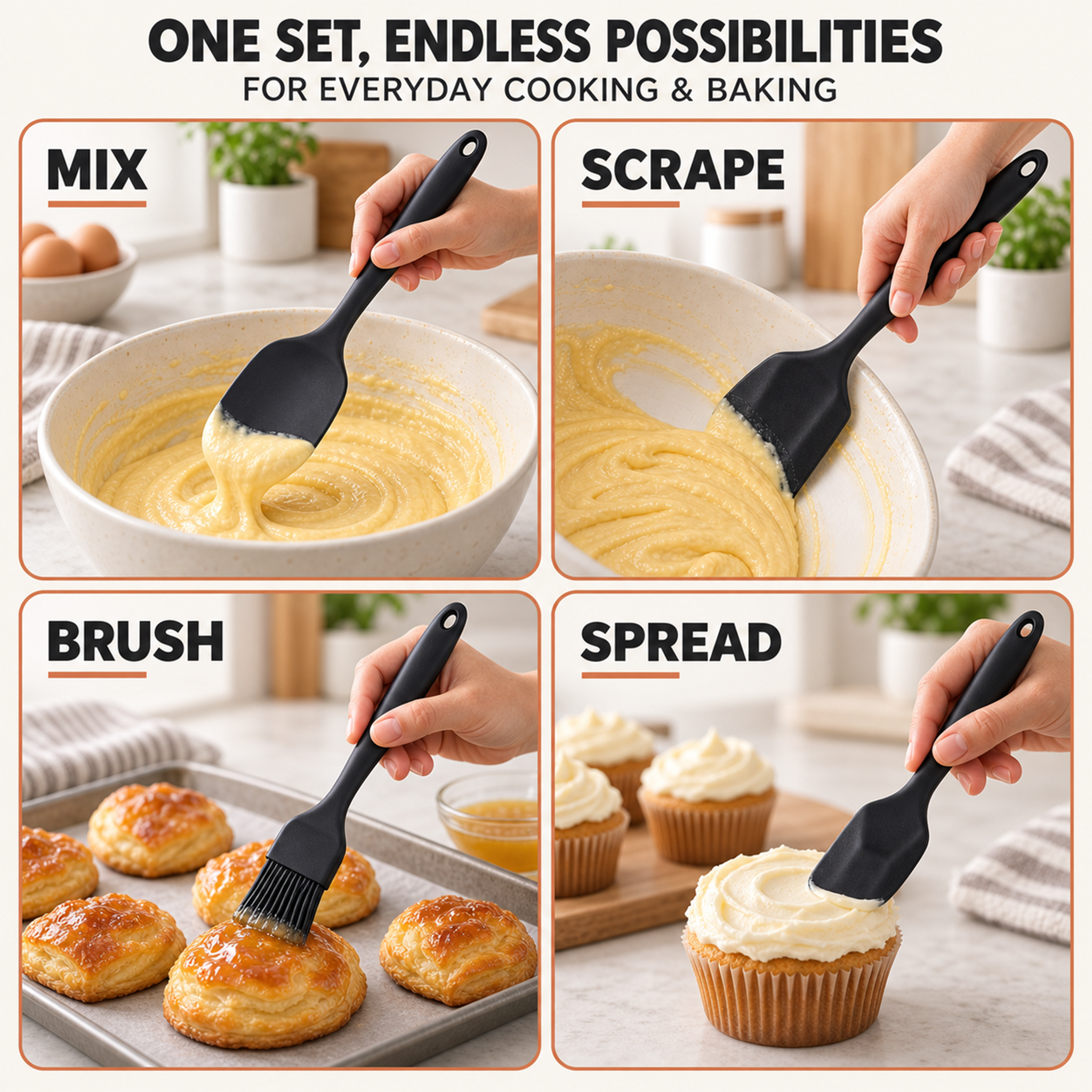 Alifecxwwy 6-Piece Silicone Spatula Set, Heat Resistant photo 3