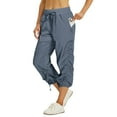 thumbnail image 3 of Womens Capris Elastic Waist Adjustable Lightweight Cargo Pants Drawstring Pull on Breathable Cinch Bottom Cropped Pants with Pockets Royal Blue L, 3 of 10