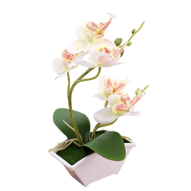 Flor de seda Artificial, phalaenopsis de doble punta, maceta falsa, decoración de paisaje, planta artificial en maceta, planta verde