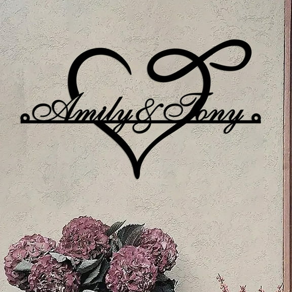 Custom Personalized Infinity Heart Metal Wall Art Sign - Classic Style Decorative Plaque, Wall Hanging, Couple's Love Theme