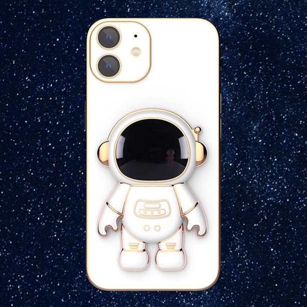 3D Plating Astronaut Hidden Stand Case Cover Cute Astronaut Stand Phone Case para IPhone 12 TPU Cover