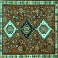 thumbnail image 1 of Ahgly Company Machine Washable Indoor Square Persian Turquoise Blue Traditional Area Rugs, 8' Square, 1 of 4