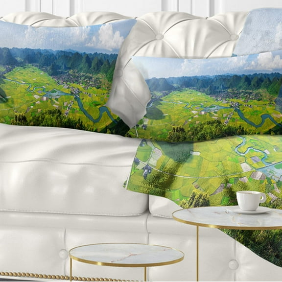 Designart 12" x 20" Green Polyester Throw Pillow